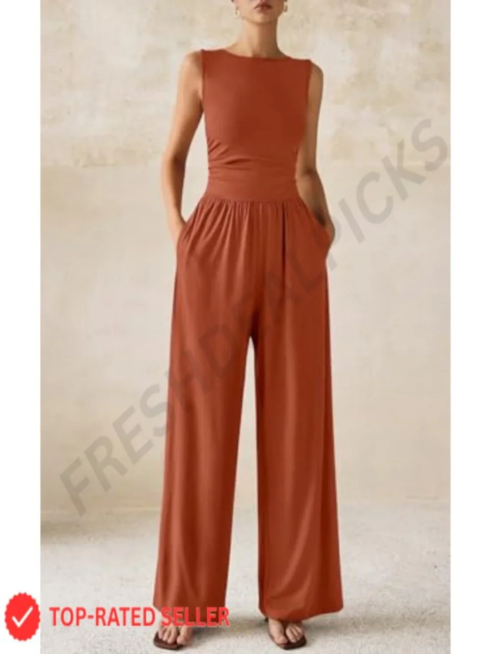 Sleeveless Wide Leg Jumpsuit for Women | Summer Romper with Pockets